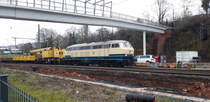 218 447-1 am 18.01.2021 bei Bauarbeiten in Konz.