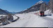 RhB Ge 4/4 II 633 mit Regio Pontresina - Scuol-Taraspam 16. Januar 2021 bei Madulain.