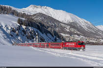 RhB Ge 4/4 III 647 mit IR Chur - St. Moritz am 16. Januar 2021 bei Celerina.