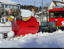 CJ - Dienstwagen X 815 Schneepflug unterwegs im Bahnhofsareal von Saignelégier am 20.01.2021