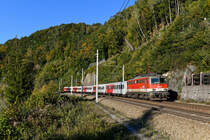 Schaltwerksklappern am Inn. Am 04. Oktober 2020 schob die altehrwürdige 1142.644 den REX 1784 von Linz nach Passau. Bei Ingling konnte ich den Nahverkehrszug im warmen Abendlicht und in frühherbstlicher Natur dokumentieren. In wenigen Augenblicken wird der CityShuttle die Grenze zu Bayern erreicht haben.  