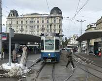 Linie 4 Wagennummer 2029 beim Bellevue. Datum: 18. 1. 2021