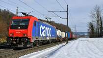 484 009 ist unterwegs in Richtung Basel, aufgenommen in Villnachern AG am 23.01.2021.