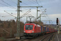 Am 23.01.202 zog ÖBB 1116 281 den Winner-KLV nach Italien durch Wuppertal-Vohwinkel. 