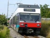 asm / BTI - Regionalzug nach Biel / Bienne am  30.06.2007 mit dem Be 2/6  502 und Be 2/6 506 zwischen dem Bahnhof T�uffelen und der Haltestelle Gerlofingen 