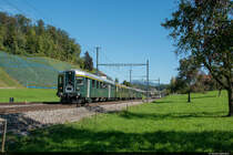 [Archiv] Zu  125 Jahre rechtsufrige Zürichsee-Bahn  fuhr SBB Historic BDe 4/4 1643 als Extrazug auf der Linie und konnte hier am 29.09.2019 kurz nach Feldbach ZH aufgenommen werden.
