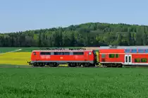 Lokportrait von 111 187 mit dem RE (München Hbf - Nürnberg Hbf) bei Seubersdorf, 23.04.2020