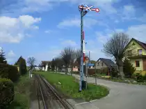 Das durchkreuzte Einfahrsignal  A  von Kühlungsborn West am 01.Mai 2021.