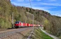 1293 008 mit einem Containerzug am 22.04.2021 bei Ingling.