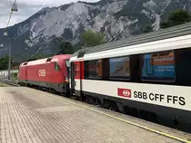 1116 169-4 kurz vor der Rangierfahrt nachdem sie den EC 164  Transalpin  von Selzthal bis nach Ötztal-Bahnhof brachte. Wurde im Anschluss wieder vorne an den Zug gekoppelt welcher dann als IC 119  Bodensee  nach Innsbruck Hbf 2 Stunden später abfuhr. Ötztal-Bahnhof am 27.06.2021