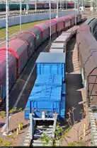[Reupload]

Auf Gleis 563 der Zugbildungsanlage (ZBA) Halle (Saale) entdeckte ich dieses blaue Trio:
Hier waren zwei Eichfahrzeuge (40 80 9400 008-? D-KNOW | 40 80 9400 009-3 D-KNOW) und ein Eichbeiwagen (40 80 9400 010-1 D-KNOW) über mehrere Tage abgestellt.
Von der Berliner Brücke waren sie leider nur suboptimal erreichbar.

🧰 FH Eichservice
🕓 28.4.2021 | 16:48 Uhr