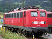 Br.110 191-4 (Kasten110er) war am 9.August 2007 im Abstellbereich des Bahnhofes Garmisch-Partenkirchen abgestellt.