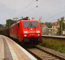 189 040 mit G�terwagen bei einer Durchfahrt in Jena Paradies am 08.08.2007