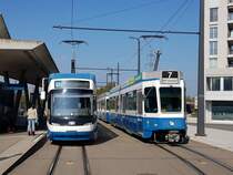 Linie 7 Wagennummer 2021  Albisrieden  beim Bahnhof Stettbach. Datum: 17. 10. 2021
