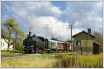 93.1332 der NBiK bei der Ausfahrt aus dem Bahnhof Weizelsdorf am 9.10.2021.