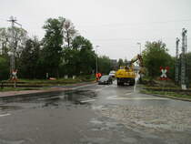 Die letzte mechanische Schranke,von Rügen,in Lancken,ist nun Geschichte.Aufnahme am 18.Oktober 2021.
