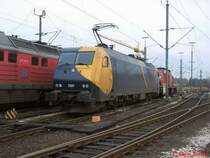 Kategorie: D�nemark/LOkomotiven/EG 3200:
EG 3107 der Railion Danmark wartet in Maschen auf ihren Abfahrauftrag, um als LZ zu ihrem n�chsten Zug zu fahren.