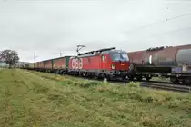 1293 041-0 mit einen Aufliegerzug bei Himmelstadt am 27.10.2021