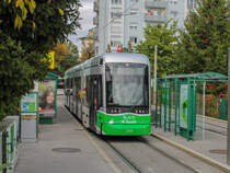 Graz. Den 30.09.2021 nutzte ich für einige Paarfotos in der Schleife Laudongasse, da diese nur wenige Monate danach nicht mehr von Plankursen befahren werden wird. Das Foto zeigt die Variobahn 215.