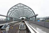 HAMBURG, 11.06.2020, U-Bahnhof Elbbrücken, z.Z. der jüngste U-Bahnhof in Hamburg, in Blickrichtung Nord; dieser Bahnhof wird von der Linie U 4 bedient
