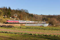 218 429+411 mit IC 2012 Oberstdorf-Bochum am 31.12.2021 zwischen Ebersbach und Reichenbach. 
