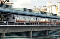 Kawasaki C151B, No. 3625, 8.6.2019, Buona Vista MRT Station, East West MRT Line, Singapur. In Singapur fuhren auf der East West Line 2019 drei Baureihen: C151, C151A und C151B. Sie unterscheiden sich in der Frontalansicht.