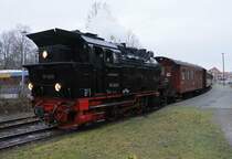 99 6001 rangiert in Harzgerode. 30.12.2021 08:49 Uhr.