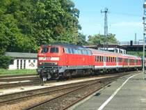 218 467-9 bei der Einfahrt in den Bahnhof Lindau 15.8.07