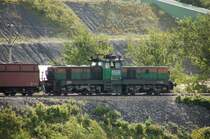 RAG 022 (Henschel ED 1600 aus Baujahr 1968) am 15.08.2007 in Bottrop in unmittelbarer N�he der Skihalle Alpincenter an einer Abf�llstation f�r Abraumwagen an der Zeche Prosper.