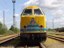 BR229 abgestellt in der neuen Ausfahrgruppe im Bahnhof Rostock-Seehafen