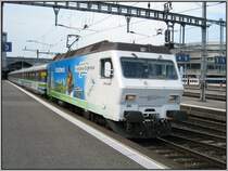 Re 456 096 der SOB (Voralpen-Express) verl��t am 19.07.2007 den Bahnhof von Luzern.