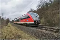 642 723-0 ist am 09.02.2022 in Richtung Fulda unterwegs,im Haunetal.