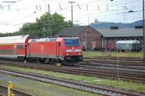 146 228 mit Re nach Sonneberg/Thr im Gleisvorfeld Bhf Lichtenfels 17.08.07