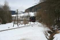BR 41 1144 der IGE  Werrabahn  vor RE 16154  Rodelblitz  Eisenach - Wernshausen - Zella-Mehlis - Arnstadt vor Einfahrt in den Bahnhof Steinbach-Hallenberg. 19.02.2006