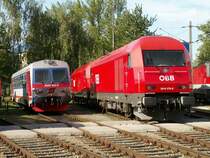 2016 076 und 5047 100 in der Traktion Wels abgestellt (18.8.2007)