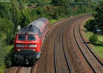 218 192 mit Regionalbahn Neuhaus (Pegnitz) - N�rnberg Hbf kurz vor Hersbruck. 6. August 2007