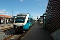 Ein Lint41 der Privatbahngesellschaft Arriva Tog A/S warten in Herning auf Ausfahrt in Richtung Aarhus. August 2007