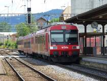 RM / bls   Ausfahrender Pendelzug aus dem Bahnhof von Oberburg am 12.07.2007