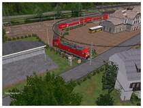 143 952 f�hrt Gerade aus dem Bahnhof Bad Herrenalb in die Stra�enbahnwendeschleife. Pt 16.