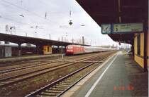 Die BR 101 in K�the( Anhalt) auf Gleis 4 in Richtung Halle(Saale)Hbf und dann weiter nach Leipzig Hbf
