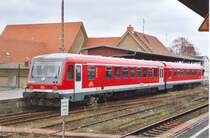 Die BR628 als RB in Richtung Aken (Elbe) auf Gleis 1 im Bahnhof K�then (Anhalt)