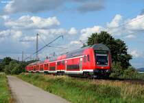 Regionalexpress Schweinfurt Hbf - N�rnberg Hbf zwischen Bahnhof Forchheim (Oberfranken) und Haltepunkt Kersbach. Aufnahme Ende Juli 2007.