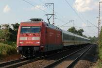 DB 101 021-4 mit IC am 24.08.2007 in Recklinghausen am Bahn�bergang B�rster Weg in Fahrtrichtung Recklinghausen.