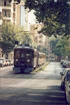 Triebwagen Nr 2 n�hert sich dem Bahnhof Palma. (Archiv 31.07.1995)