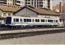 SFM Doppeltriebwagen in Palma. Diese Bemalung gef�llt mir pers�nlich besser als die heutige in rot/gelb. (Archiv 31.07.1995)