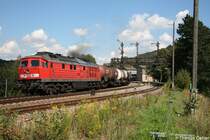 232 182 hat sich am 24.08.07 mit dem Kesselleerzug aus Rh�sa in Bewegung gesetzt und f�hrt aus dem Bf Ro�wein in Richtung D�beln aus.