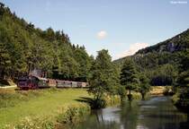 Bubikopf im Wiesenttal. 64 491 der DFS (Dampfbahn Fr�nkische Schweiz)unter wegs von Ebermannstadt nach Behringersm�hle. 8. Juli 2007