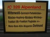 InterCity 328  Alpenland  von Mittenwald-M�nchen-N�rnberg-W�rzburg-Mainz-K�ln-Wuppertal-Dortmund.
