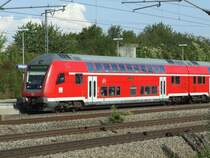 Ein IRE nach Karlsruhe, der soeben auf der NBS von Stuttgart in nur ca.17 min nach Vaihingen/ Enz gefahren ist, verl�sst nun Vaihingen in Richtung M�hlacker und Karlsruhe... (24.08.2007)