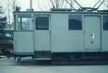 AVG Straßenbahn Augsburg__ATw 21 [MAN 1911, 1930 Umbau zum Schweißwagen] im Depotbereich 'Rotes Tor'__09-03-1974